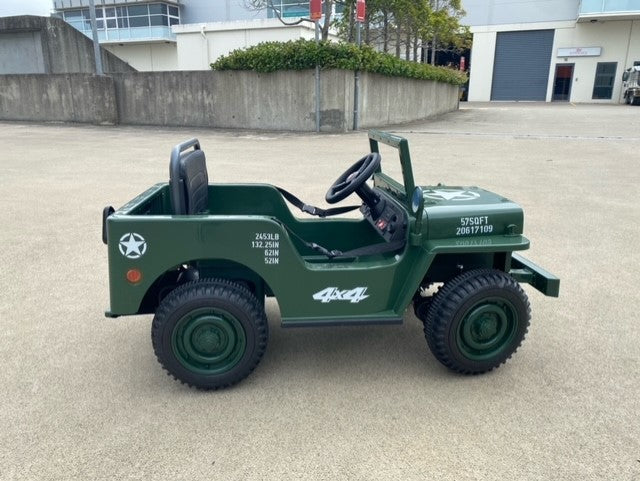 12V 4WD JEEP MILITTARY CAR ON RIDE GREEN