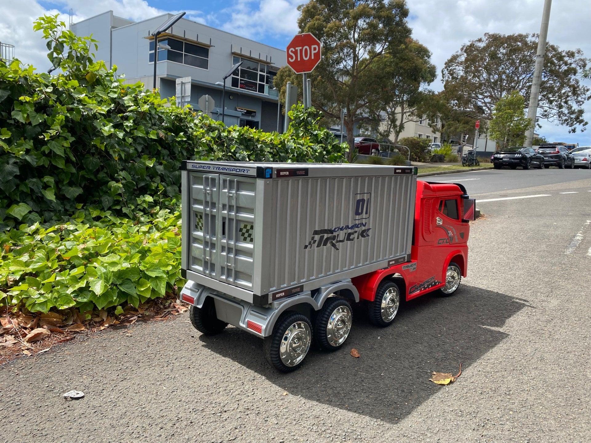 12V TRACK RIDE ON KIDS WITH CONTAINER RED