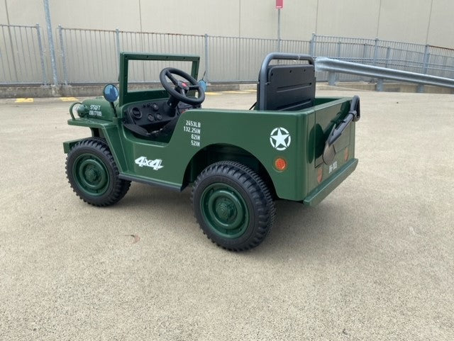 12V 4WD JEEP MILITTARY CAR ON RIDE GREEN