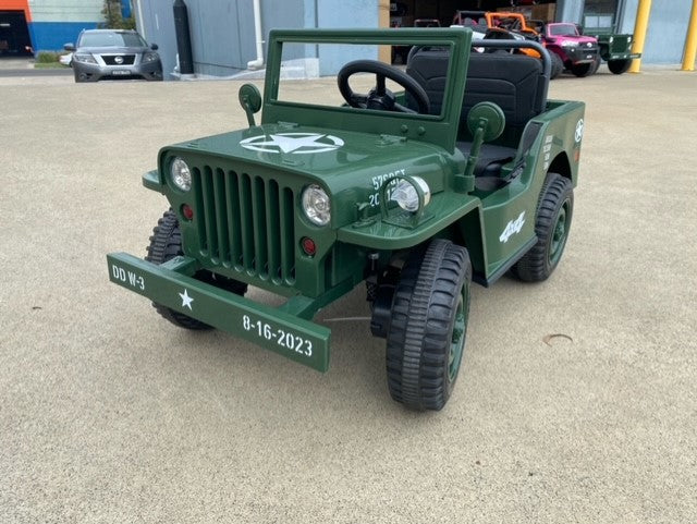 12V 4WD JEEP MILITTARY CAR ON RIDE GREEN